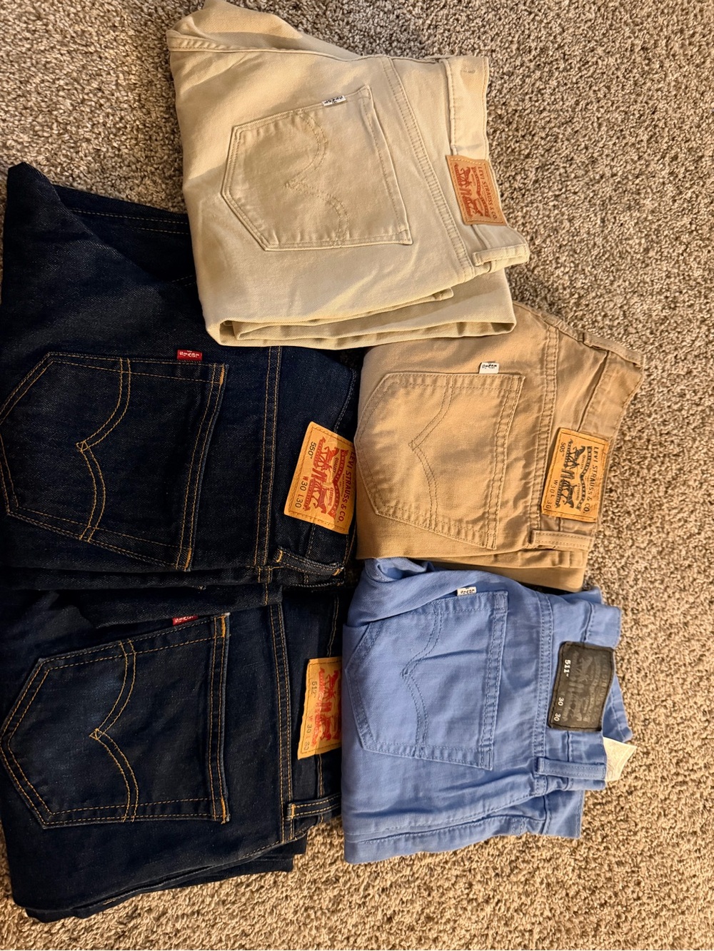 Lot of 5-Levi's Multi-style Jeans - 512, 505, 511, 550